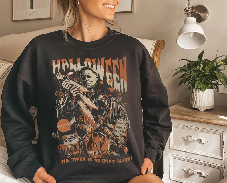 Vintage Halloween Sweatshirt, Horror Movie Sweatshirt, Myers Thriller Friday the 13th Horror Swea... | Etsy (US)