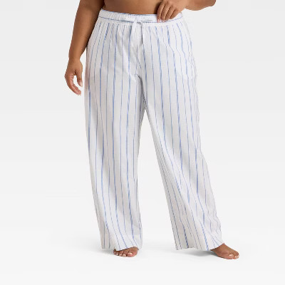 Women's Striped Cotton Blend Pajama Pants - Auden™ Light White 4X | Target