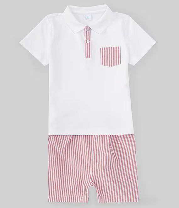 Edgehill Collectionx The Broke Brooke Little Boy 2T-7 Beau Pique Knit Polo and Stripe Short Set | Dillard's