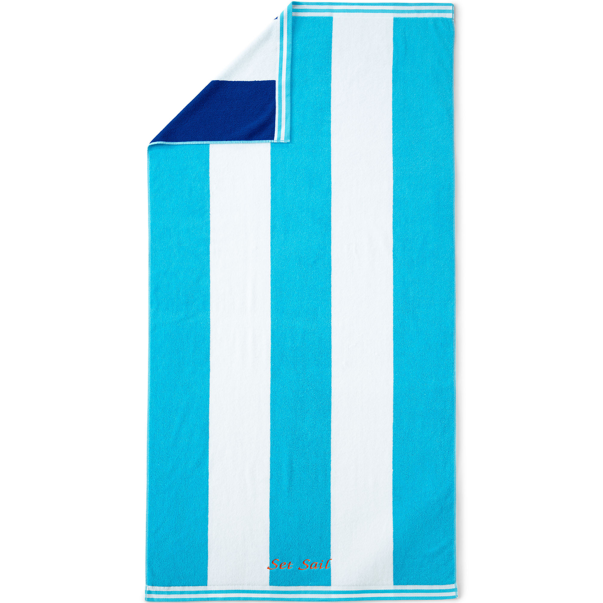 Rugby Stripe Reversible Beach Towel | Lands' End (US)