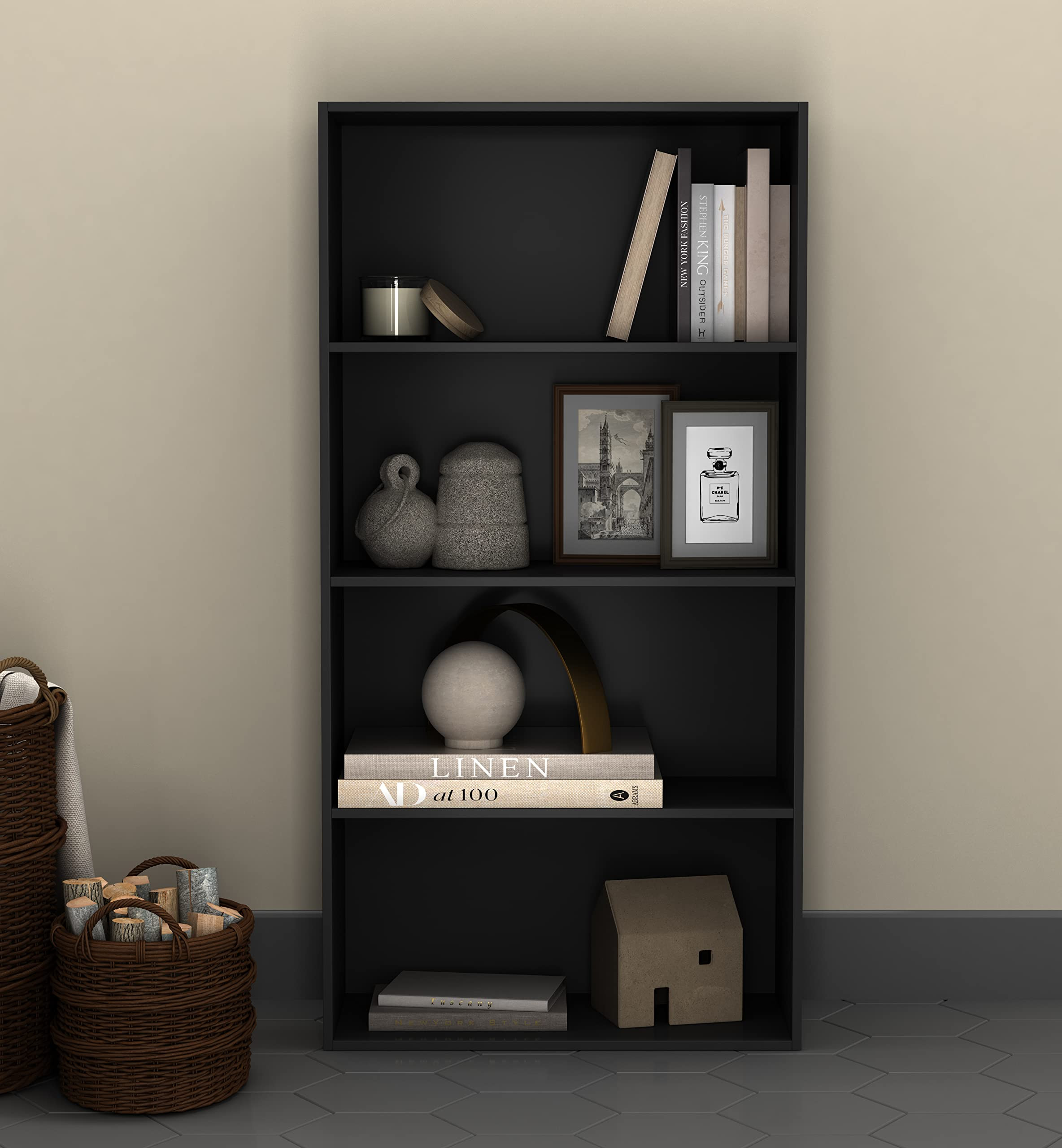 URBNLIVING 4 Tier Wide Wooden Bookcase Cupboard Storage Shelving Display Shelf Cabinet Unit (Blac... | Amazon (UK)