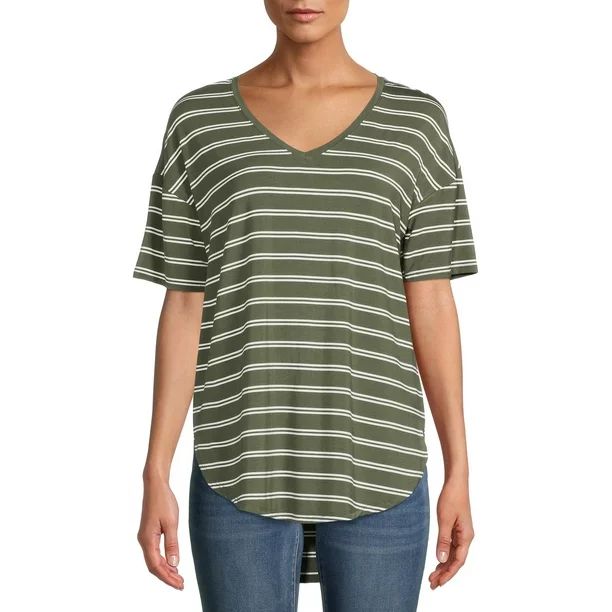 Time and Tru Women's V-Neck Tunic T-Shirt - Walmart.com | Walmart (US)