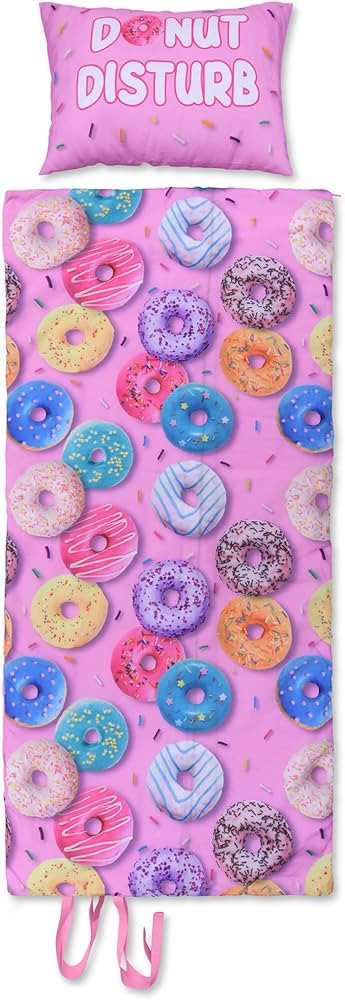 iscream Yummy Print Cozy Silky Soft Fleece Lined Sleeping Bag and Pillow Set for Kids - Go Do-Nut... | Amazon (US)