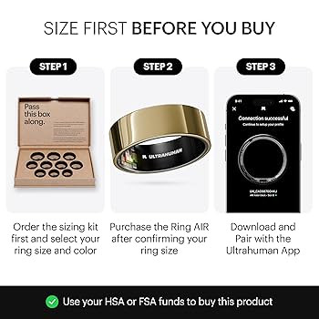ULTRAHUMAN Ring AIR-Smart Ring Health Tracker, Size First Sizing Kit,Sleep Tracker,Smart Ring for... | Amazon (US)