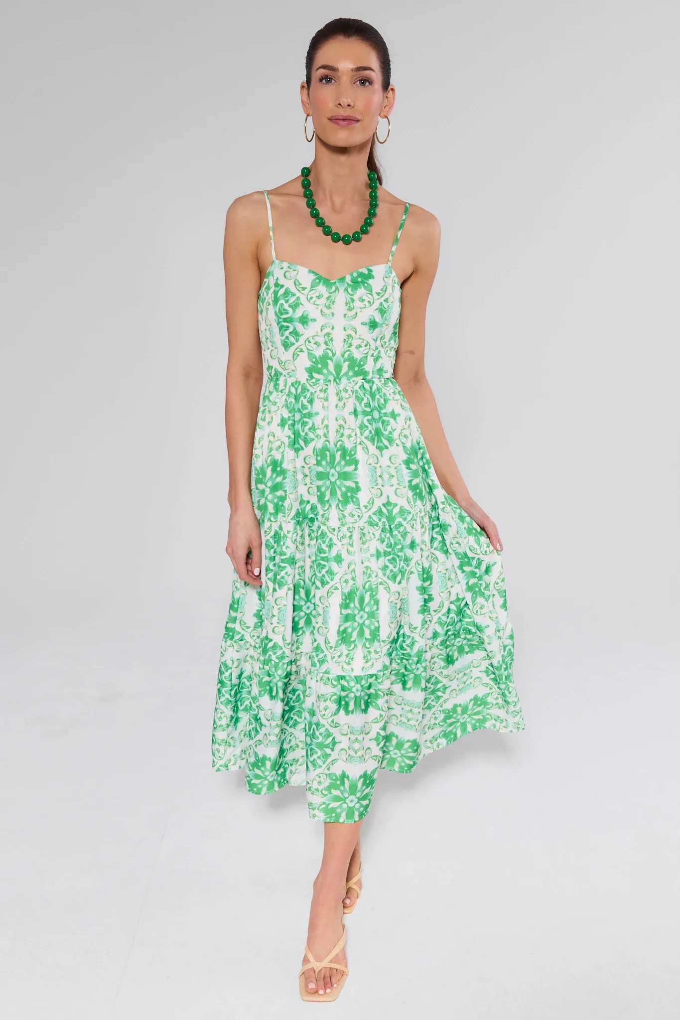 Lori Green Printed Midi Dress | Avara