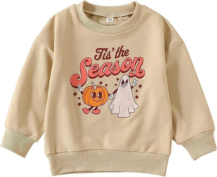 Baby Boy Girl Pumpkin Sweatshirt Tops Toddler Halloween Outfit Long Sleeve Crewneck Pullover Swea... | Amazon (US)