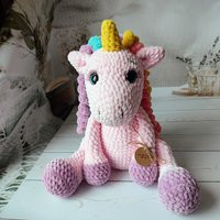 Crochet Unicorn Personalized Plush, Rainbow Amigurumi Stuffed Animal | Etsy (US)