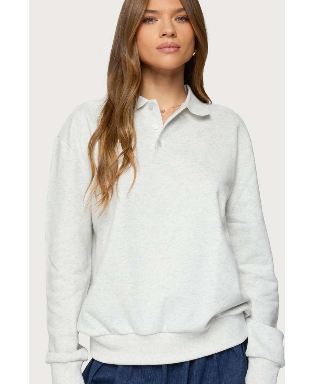 Edikted Women's Scholar Oversized Polo Sweatshirt - Gray-melange | Macy's