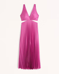 Satin Pleated Cutout Maxi Dress | Abercrombie & Fitch (US)