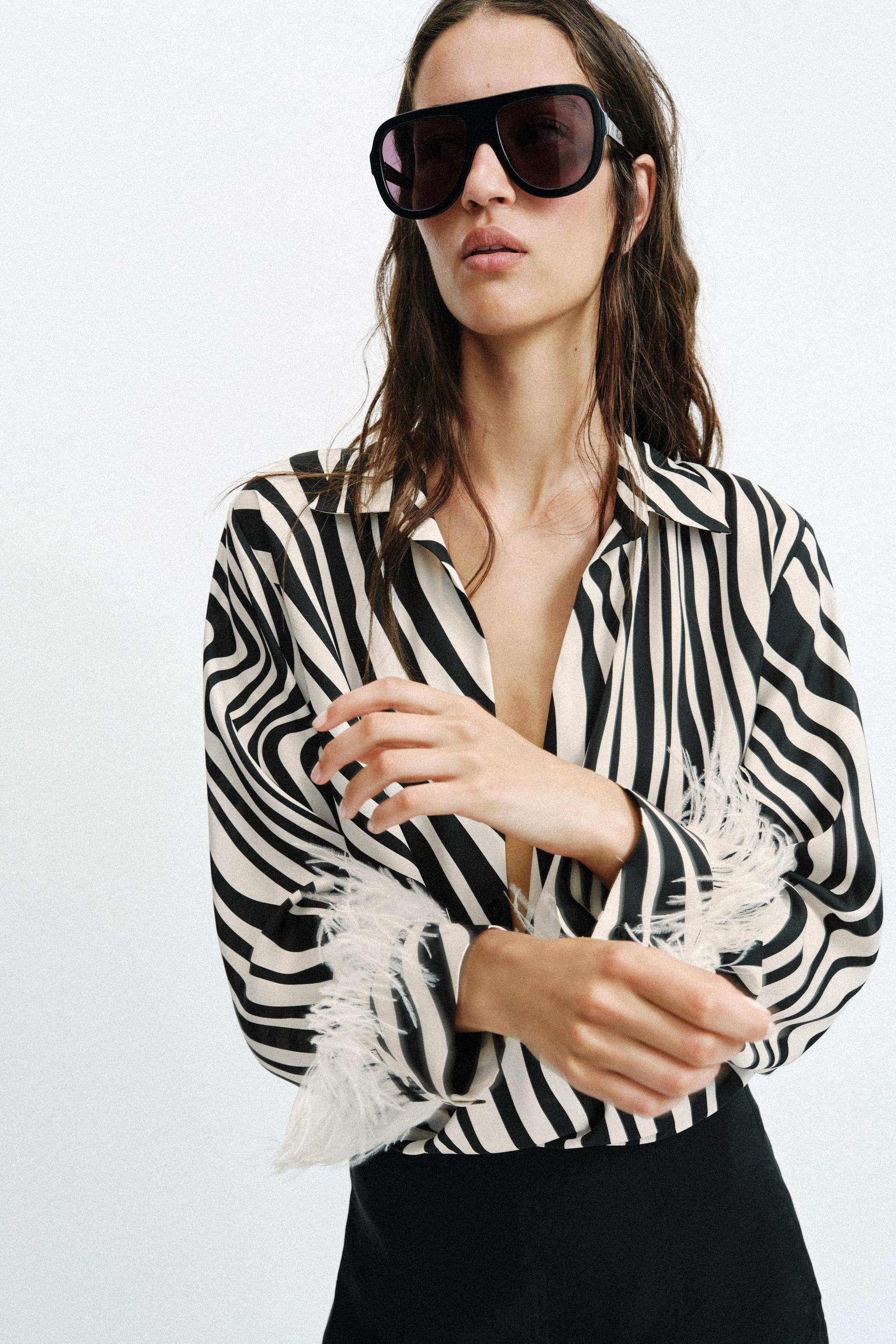 FEATHER ANIMAL PRINT SHIRT | Zara US
