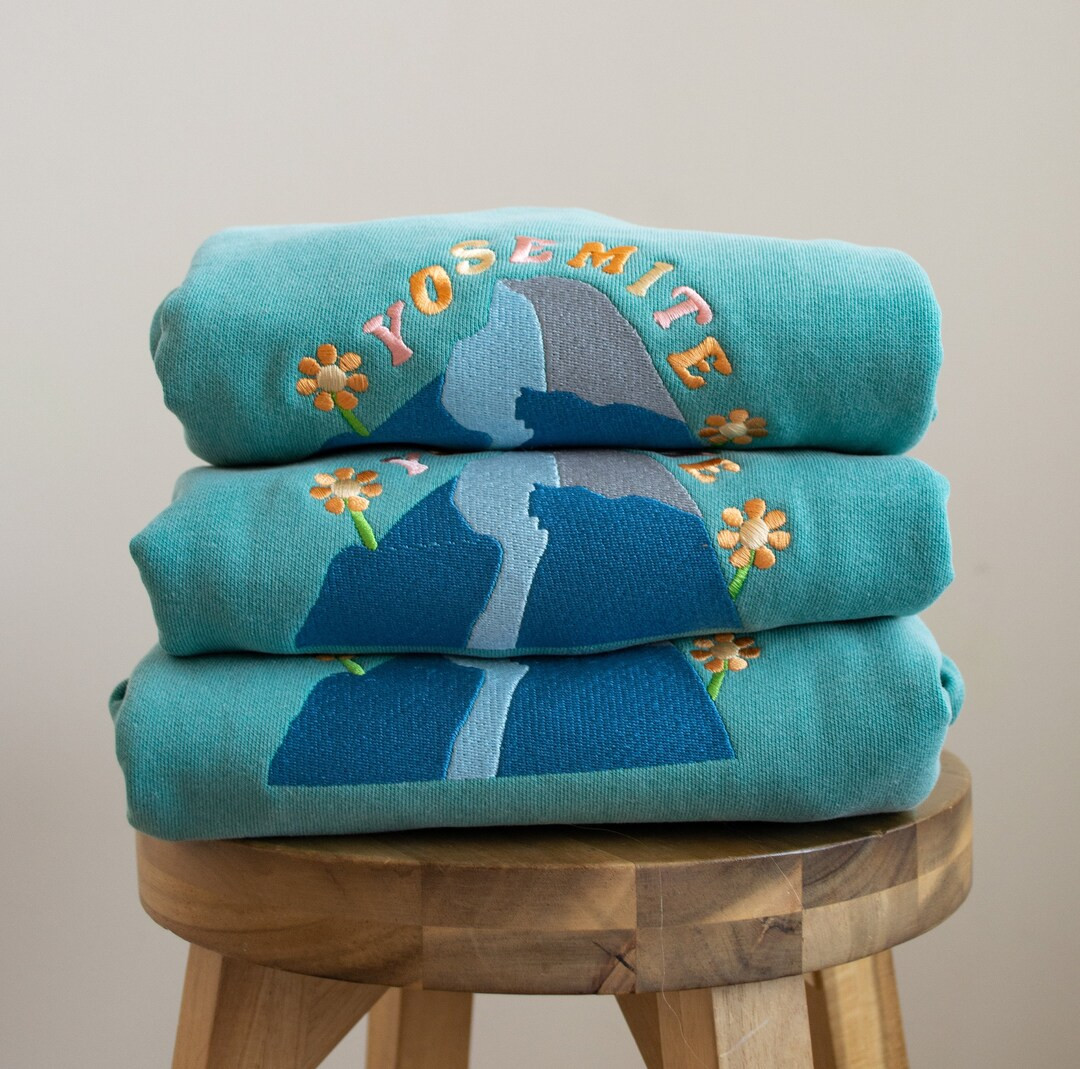 Yosemite National Park Embroidered Retro Style Seafoam Blue Crewneck Unisex Sweatshirt - Etsy | Etsy (US)