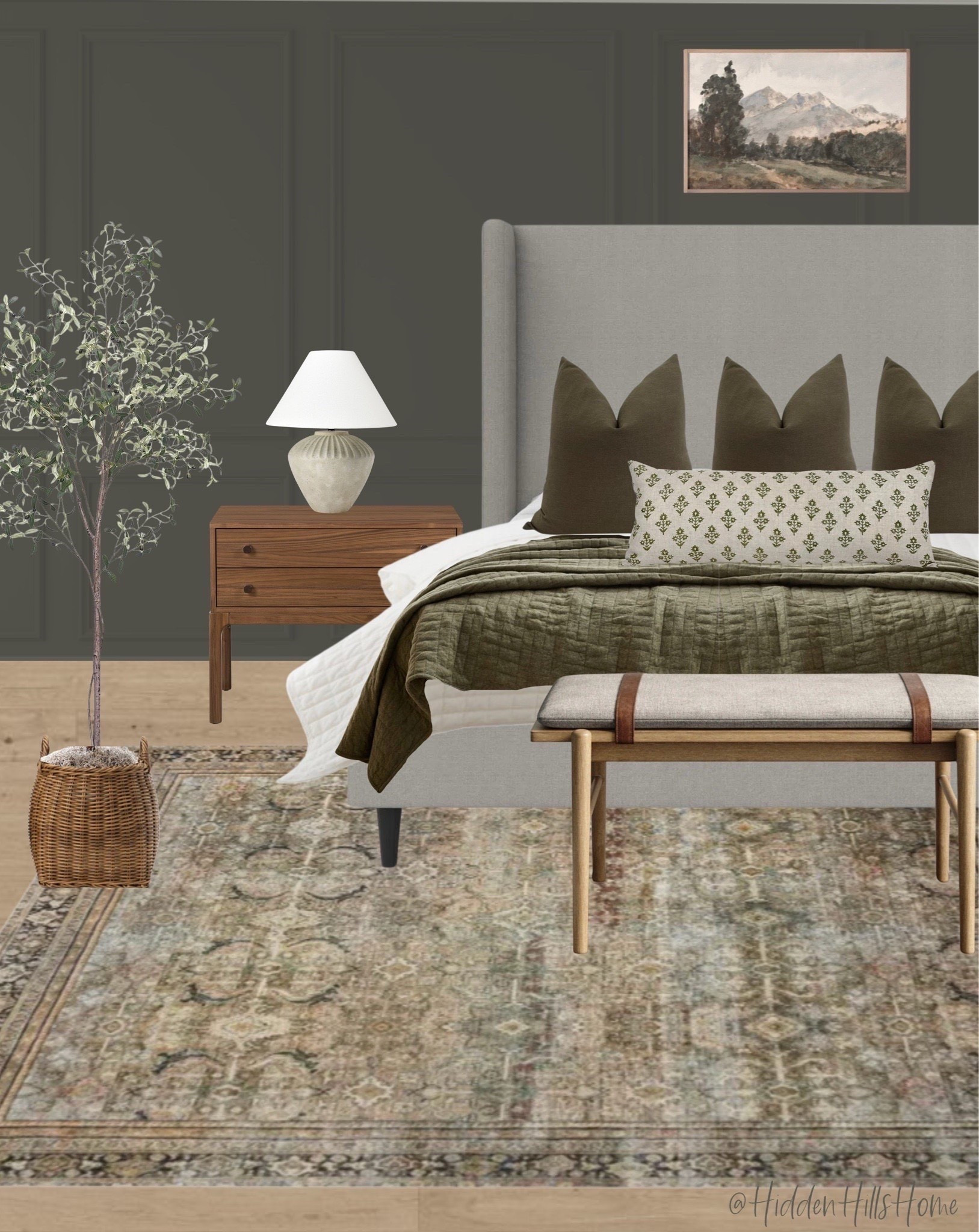 Bedroom Decor, bedroom mood board, bedroom design ideas, master bedroom decor Inspo, bedroom with accent wall, affordable bedroom #bedroom
Wall color is SW Cast Iron

#LTKSaleAlert #LTKSeasonal #LTKHome