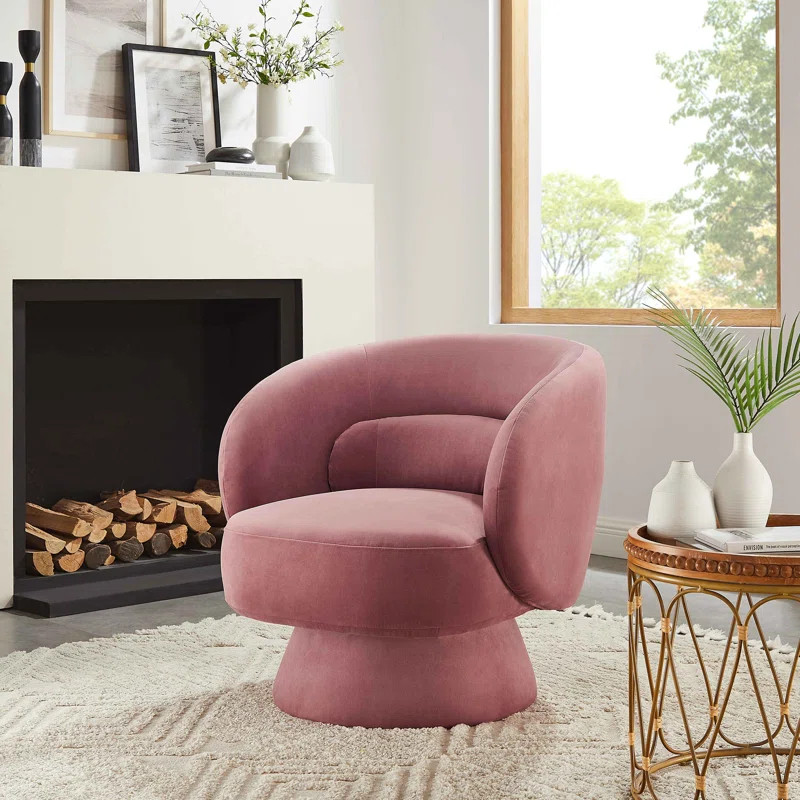 Minimore Wool Swivel Accent Chair Sherpa Wool Surfece Barrel Chair | Wayfair North America