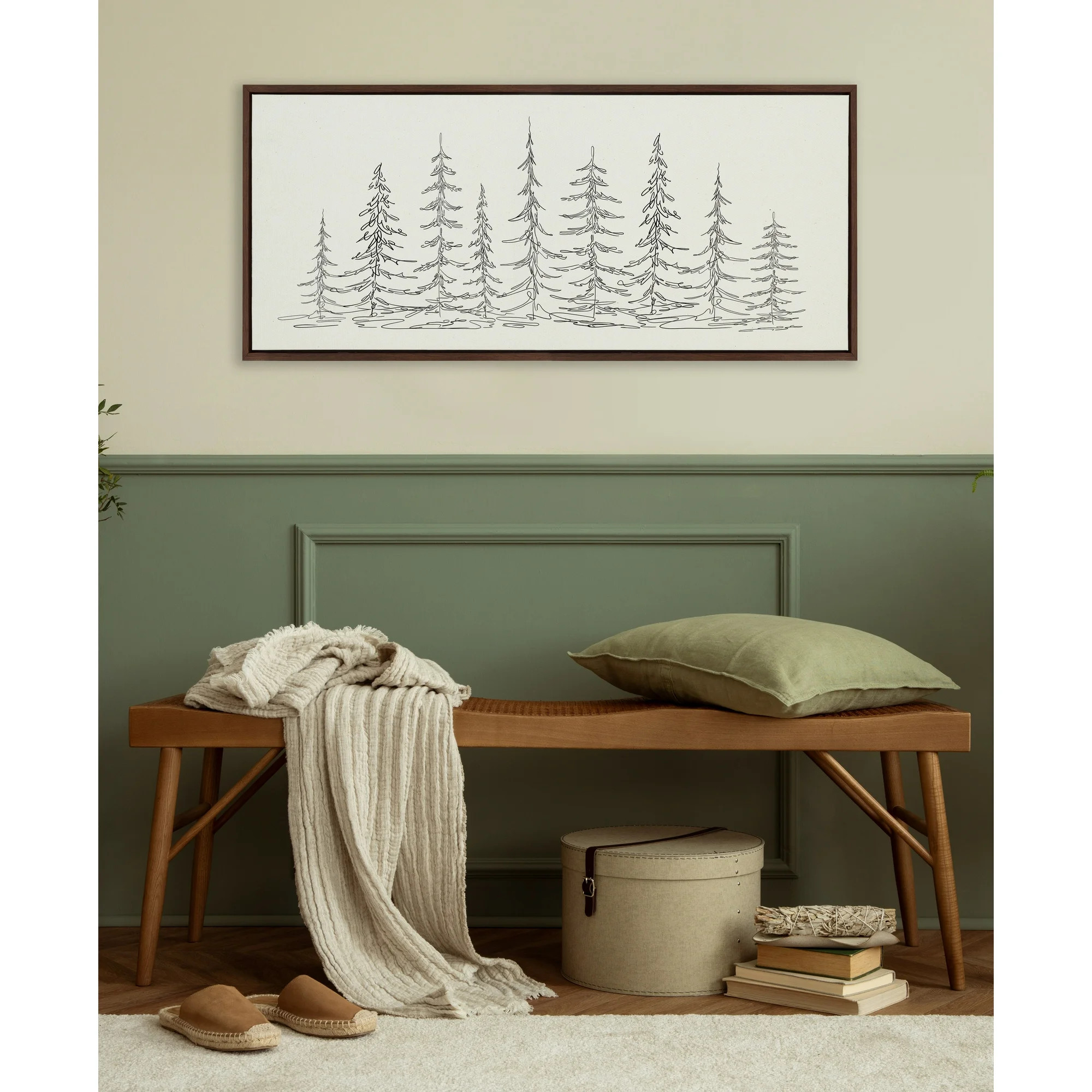 Kate and Laurel Sylvie Minimalist Evergreen Trees Sketch BW Framed Canvas Wall Art by The Creativ... | Walmart (US)