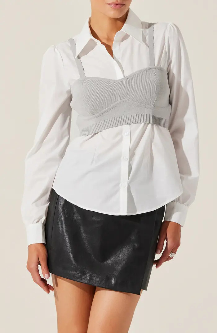 Layered Bustier Top & Button-Up Shirt | Nordstrom