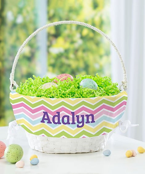 Personalized Planet Pink & Green Chevron Collapsible Handle Personalized Easter Basket | Zulily