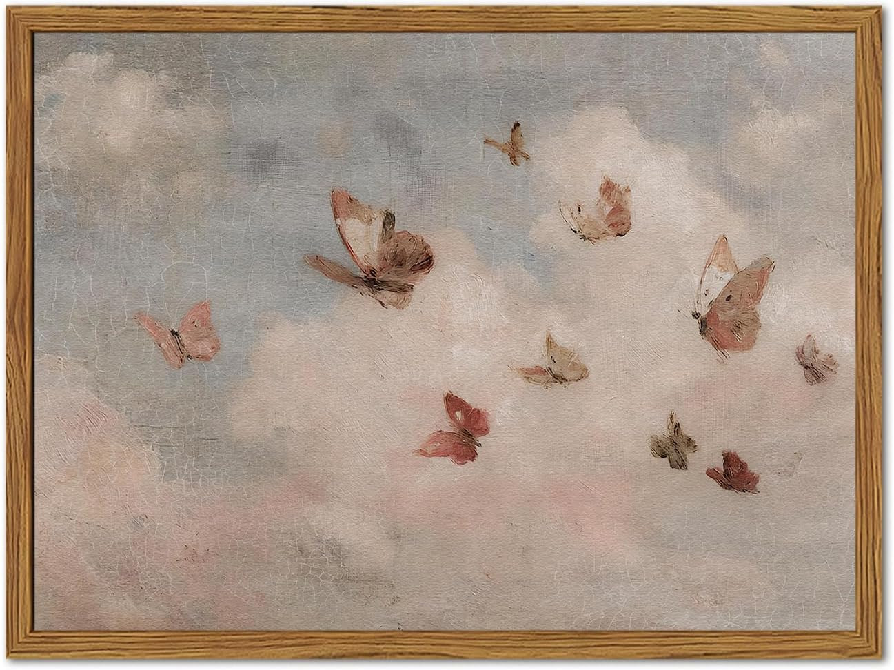 Vintage Butterflies Wall Art Whimsical Flying Butterflies Sky Wall Decor Rustic Nature Countryside Nursery Butterfly Painting 3D Textured Framed Wood 12x16 inch for Bedroom Living Room | Amazon (US)