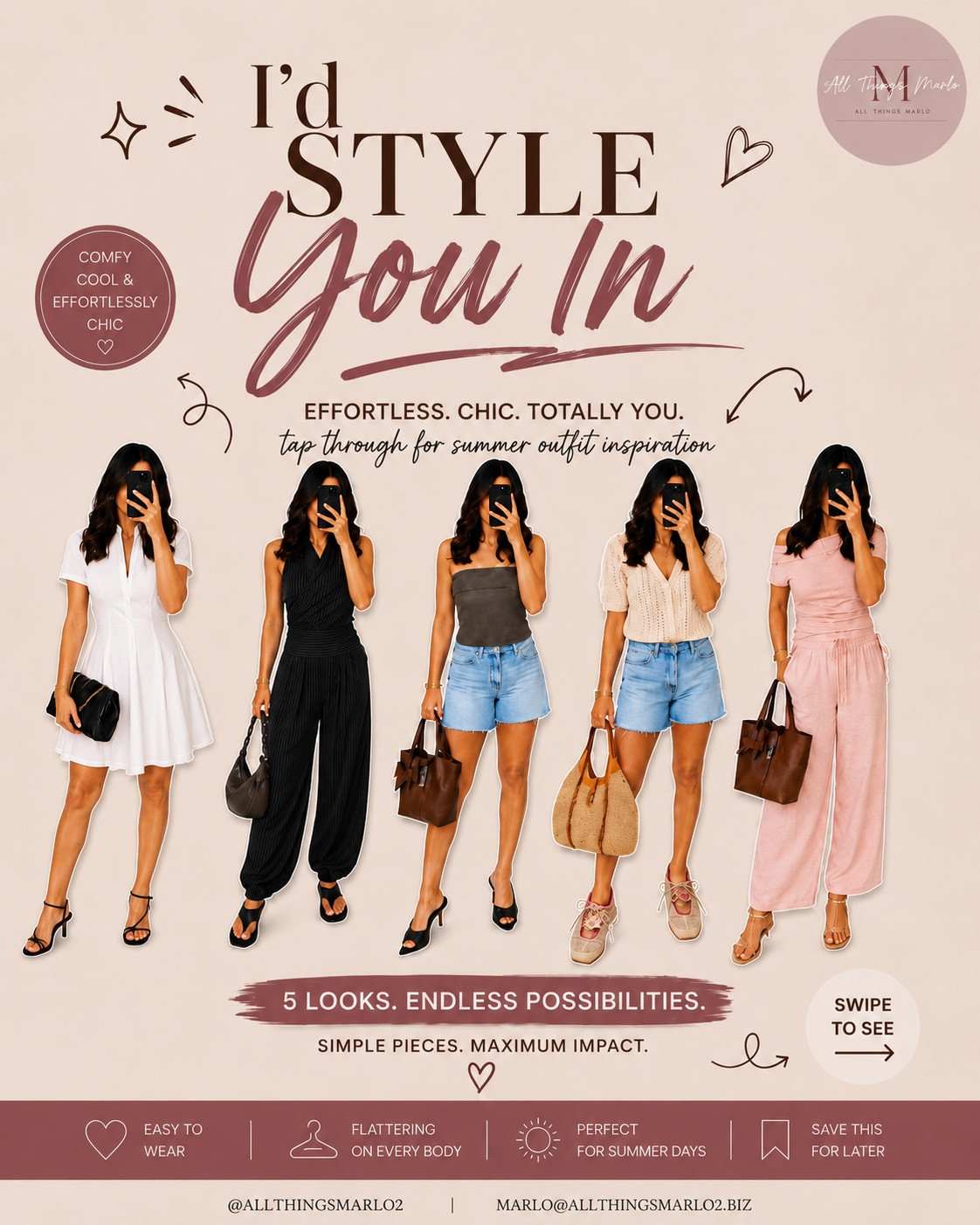 Different elevated casual summer fun looks . Style inspo

#LTKSeasonal #LTKOver40 #LTKgrwm