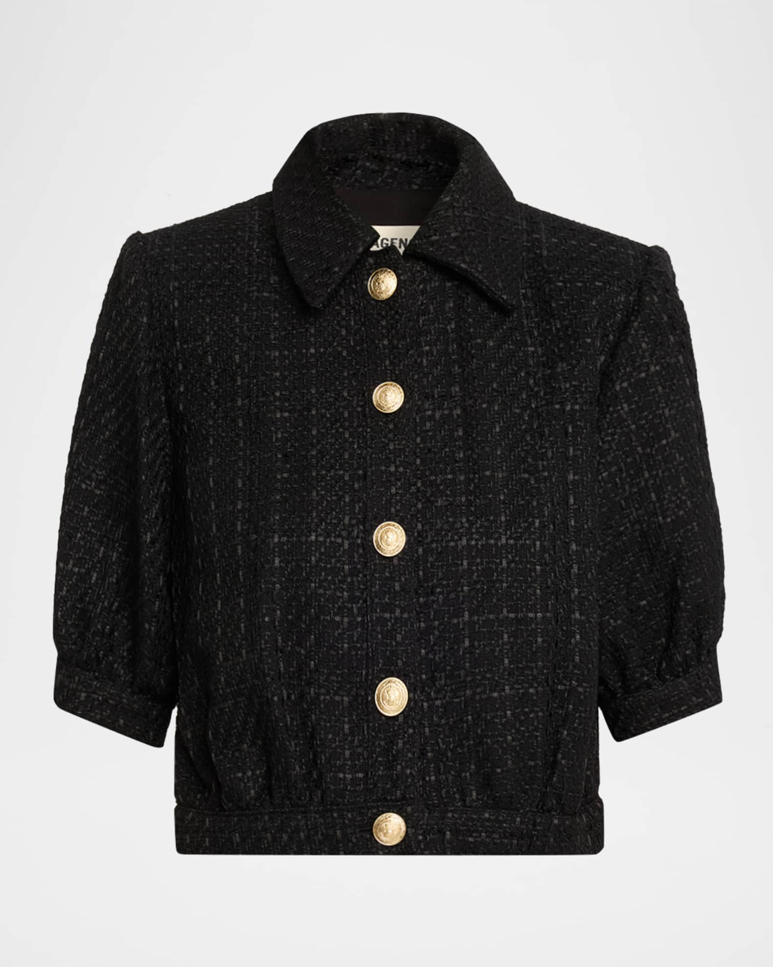 L'Agence Cove Cropped Short-Sleeve Tweed Jacket | Neiman Marcus