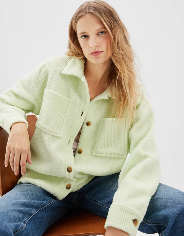 AE Cozy Sherpa Shacket | American Eagle Outfitters (US & CA)