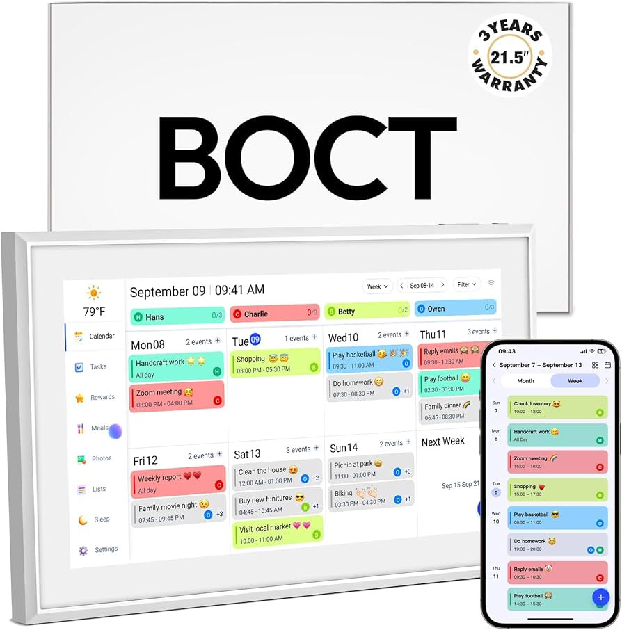 BOCT 21.5'' Digital Calendar Wall - 32GB Memory Touch Screen Chore Chart Smart Calendar,Digital P... | Amazon (US)