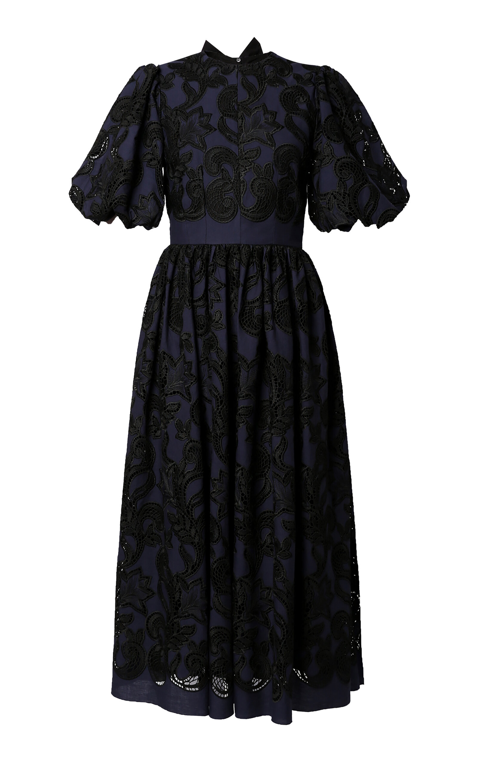 Erdem - Women's Broderie Anglaise Midi Dress - Navy - UK 8 - Only At Moda Operandi | Moda Operandi (Global)