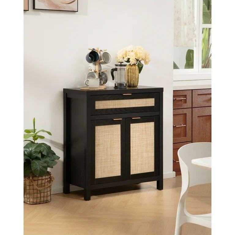 Surmoby Buffet Cabinet Sideboard Cabinet with Rattan Decor Doors and Adjustable Shelves,Kitchen C... | Walmart (US)