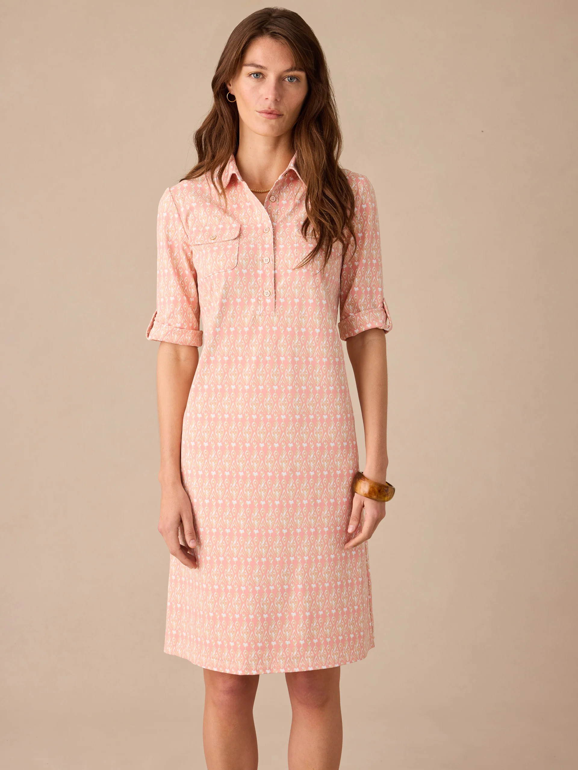 Lt_Coral/White Neo Jewel Ikat Lawrence Dress | Women's Dresses | J.McLaughlin | J.McLaughlin