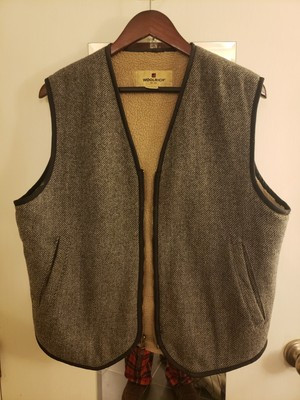 Woolrich Vest Mens Medium Charcoal Wool Blend Sherpa Lined Pockets Full Zip | eBay US