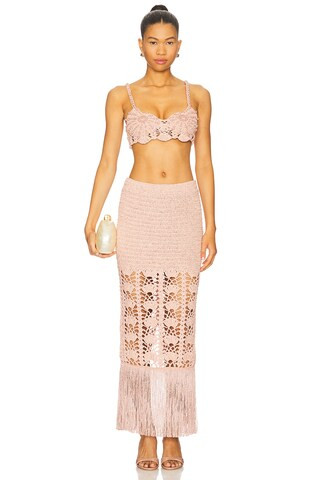 retrofete Naida Crochet Skirt in Metallic Peche from Revolve.com | Revolve Clothing (Global)