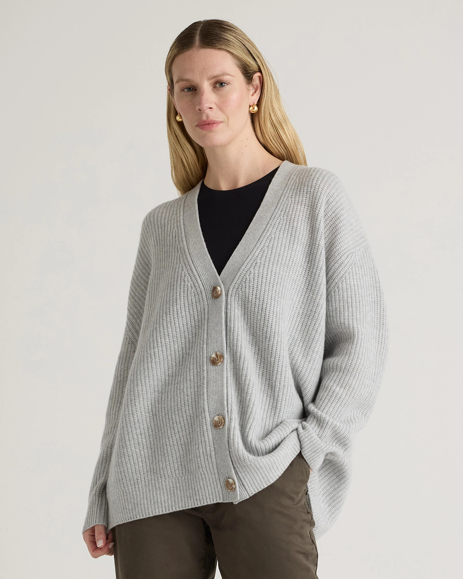 Mongolian Cashmere Oversized Boyfriend Cardigan Sweater | Quince