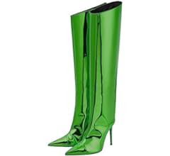 Arqa Women's Metallic Knee High Boots Stiletto High Heels Wide Calf Boot with Zipper Pointed Toe ... | Amazon (US)