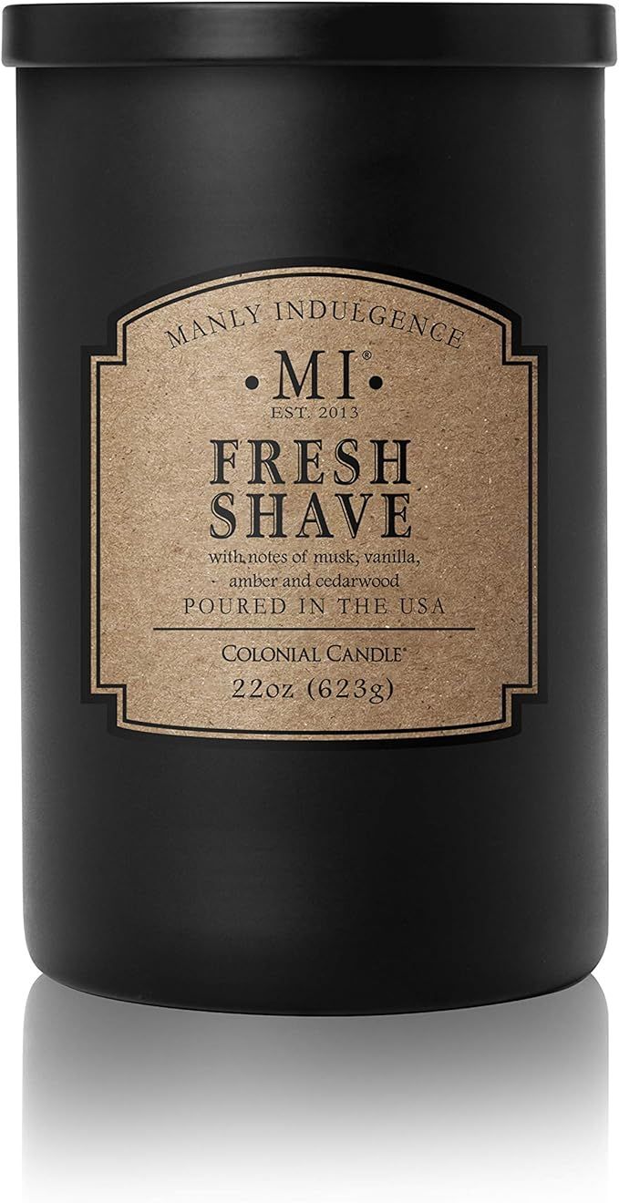 Manly Indulgence Fresh Shave Jar Candle 22 oz - Musk, Vanilla & Bergamot - Woodsy Amber & Cedarwo... | Amazon (US)