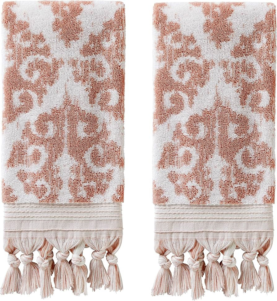 SKL Home Mirage Fringe 100% Turkish Cotton Hand Towel Set, Blush Small | Amazon (US)