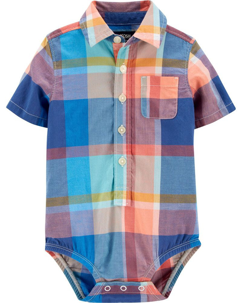 Plaid Button-Front Bodysuit | Carter's