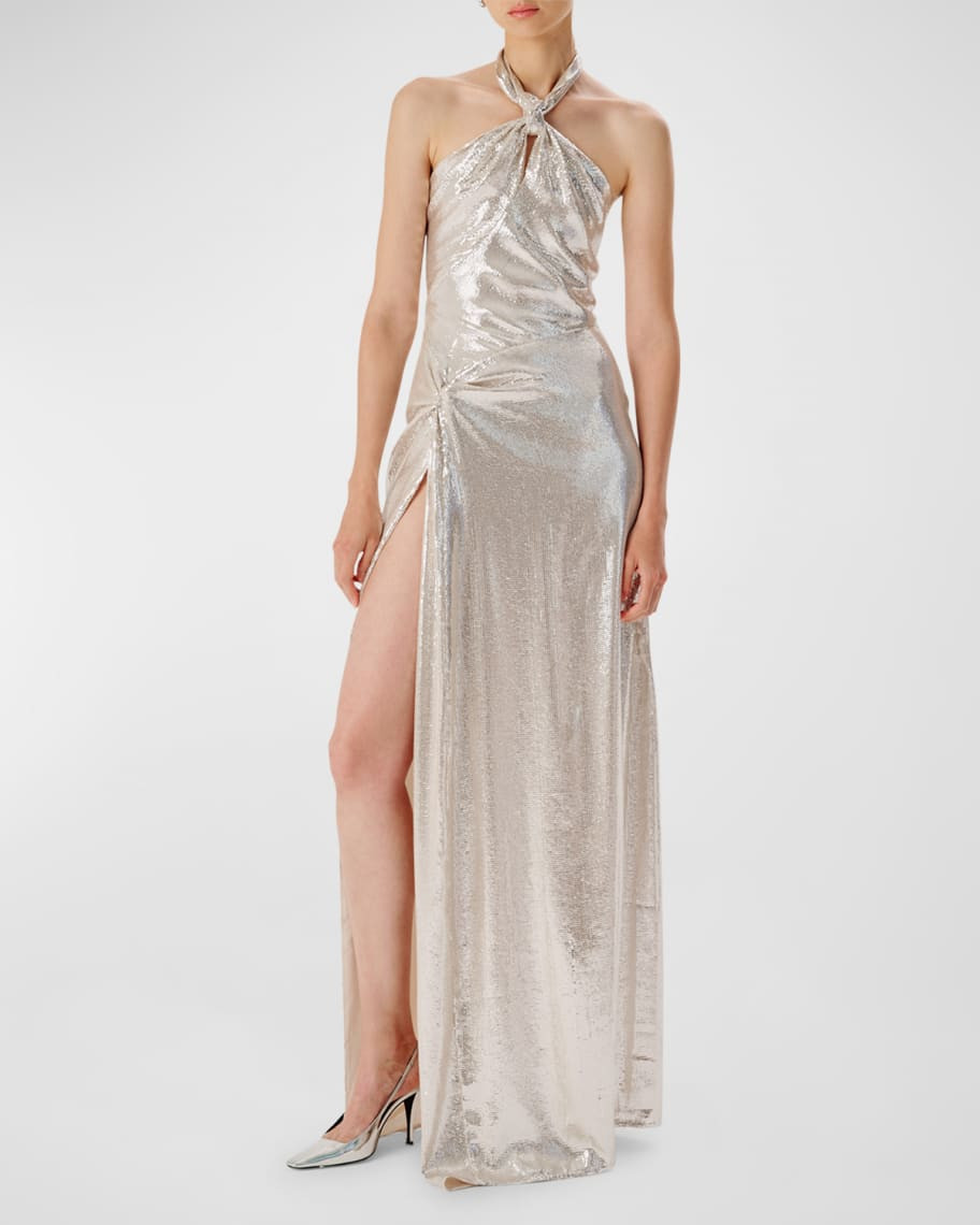 Ronny Kobo Zane Sequin Halter Slit Gown | Neiman Marcus