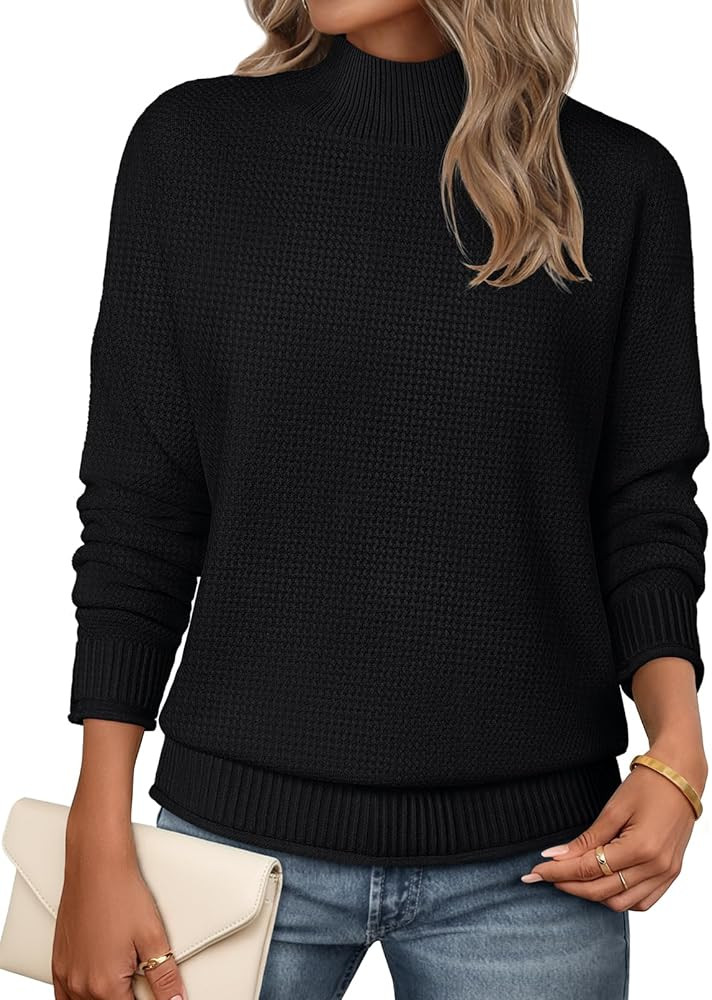 MEROKEETY Women's Turtleneck Long Sleeve Sweater 2025 Fall Cozy Knit Loose Casual Trendy Pullover... | Amazon (US)