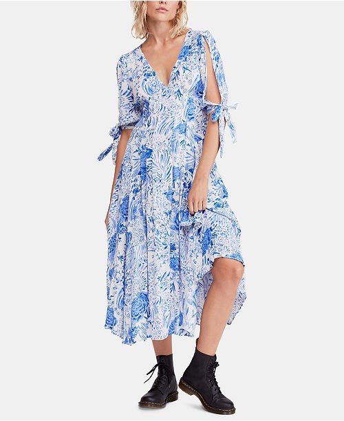 Forever Always Printed Tie-Cuff Dress | Macys (US)