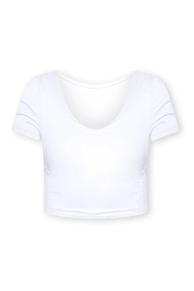 Carpe Diem White Active Short Sleeve Top | Pink Lily