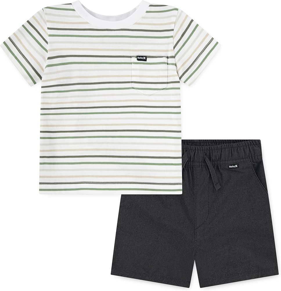 Hurley Baby and Toddler Boys' Soft Basic Cloud Slub T-Shirt and Shorts 2-Piece Outfit Set | Amazon (US)