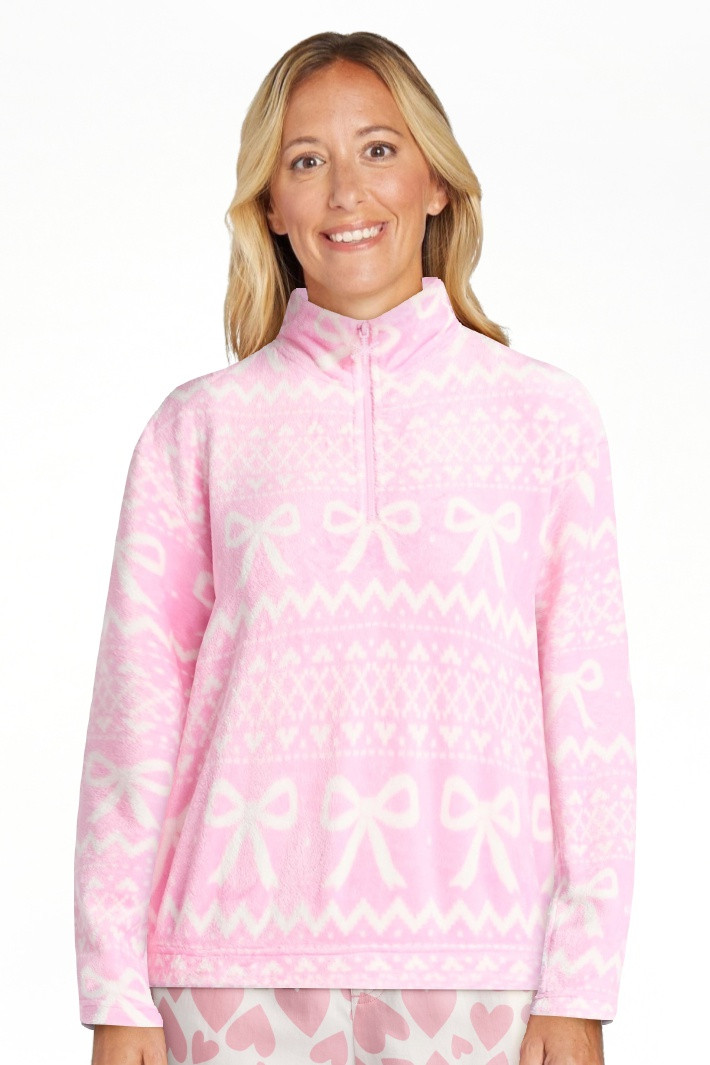 No Boundaries Christmas Quarter Zip Mock Neck Plush Top with Long Sleeves, Women's | Walmart (US)