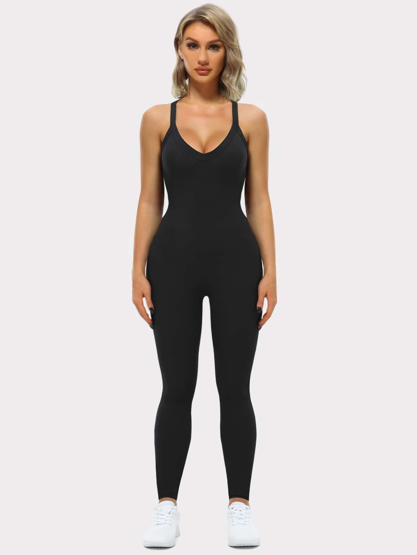 VUTRU Crisscross Back Sports Cami Jumpsuit | SHEIN