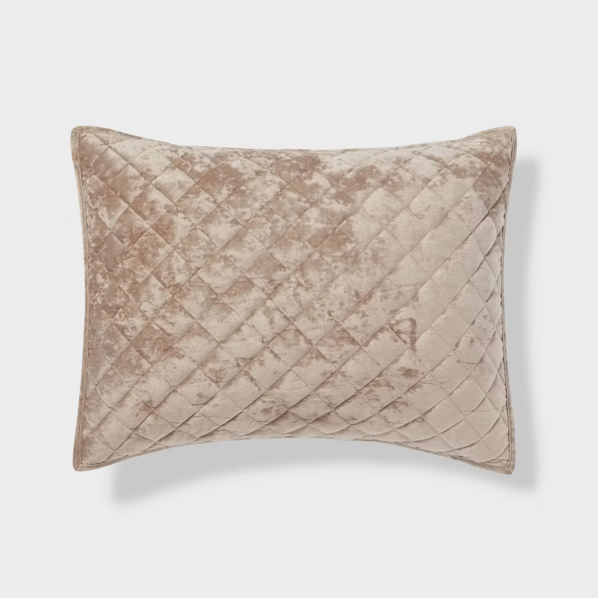 Standard Luxe Diamond Stitch Velvet Quilt Pillow Sham Light Brown - Threshold\u2122: Recycled Pol... | Target