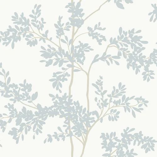 York Lunaria Silhouette White & Cloud Blue Wallpaper | DecoratorsBest | DecoratorsBest