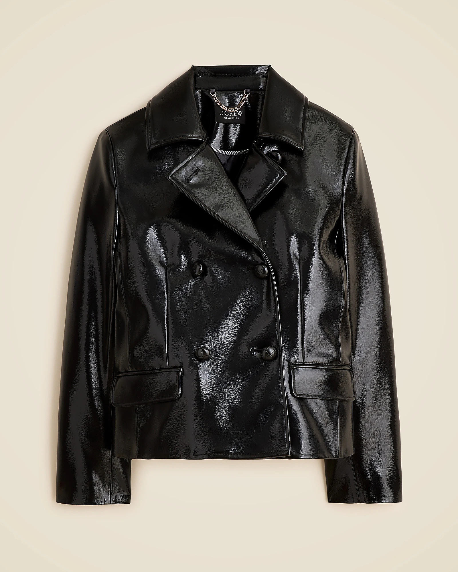 Cropped peacoat in faux patent leather | J. Crew US