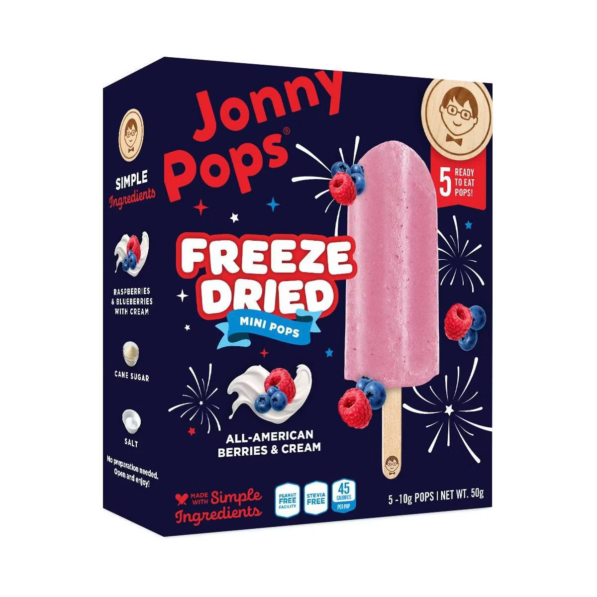 JonnyPops Minis Freeze Dried Raspberry Blueberry & Cream - 1.76oz/5ct | Target