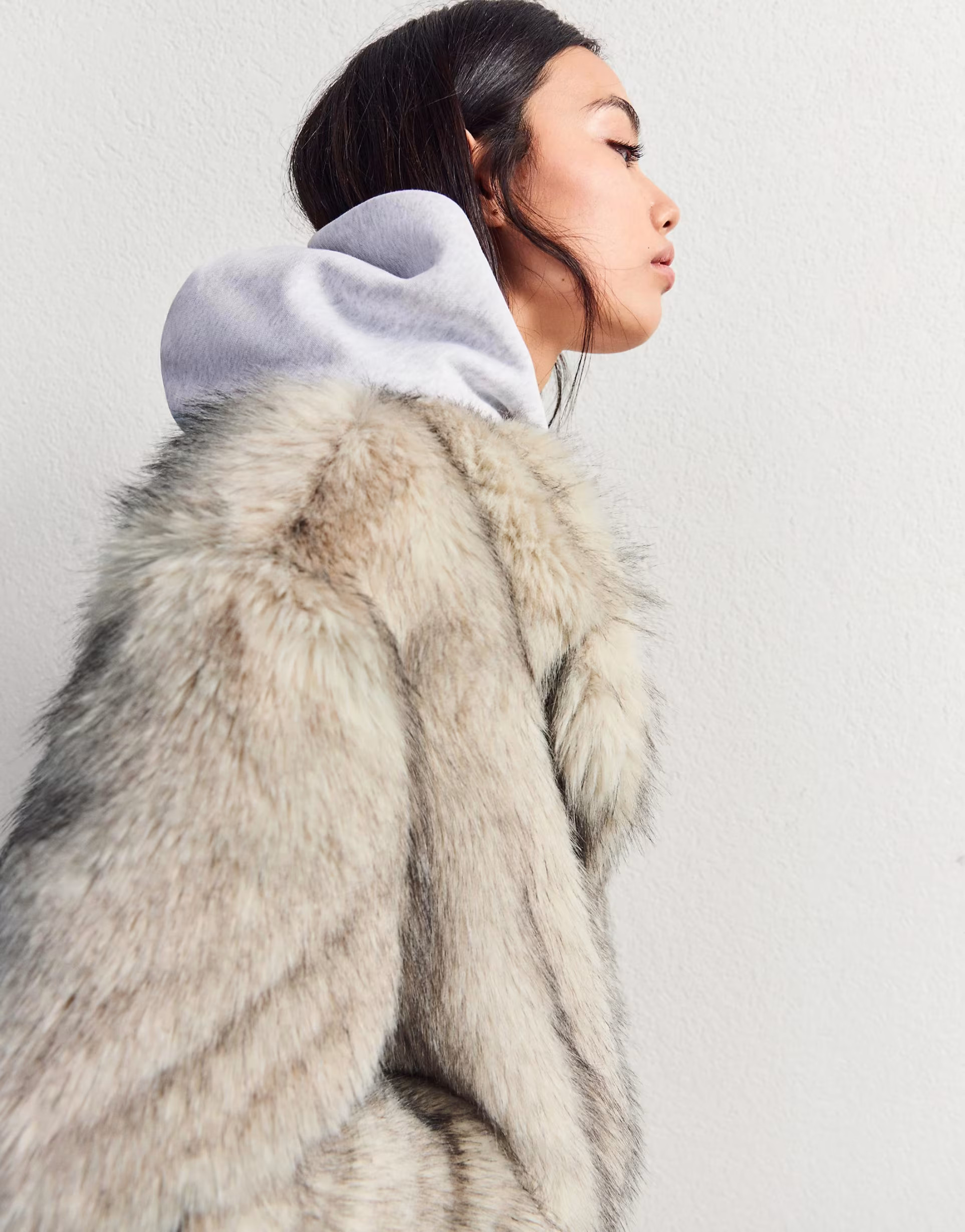 Bershka Faux fur jacket in ecru | ASOS (Global)