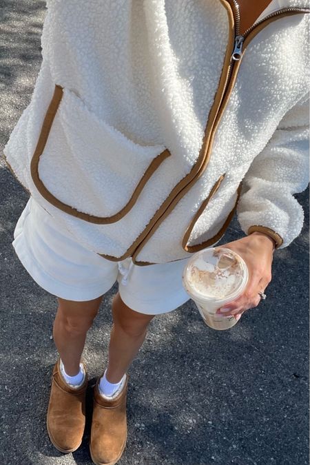 This fuzzy sherpa jacket is so cozy for fall - I have it in multiple colors! I’m wearing size medium. And these ultra mini Uggs always sell out super fast & they are currently in stock! Now is the time to buy them 🤎

Fall outfits; fall style; casual outfit; cozy outfit; comfy outfit; school drop off outfit; sherpa jacket; white sherpa jacket; ultra mini Uggs; ultra mini Ugg restock; Christine Andrew 

#LTKstyletip #LTKshoecrush #LTKSeasonal