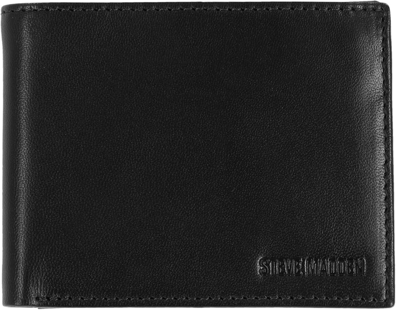 Steve Madden Men's Slim Leather Wallet with Extra Capacity Attached Flip Pockets | Amazon (US)