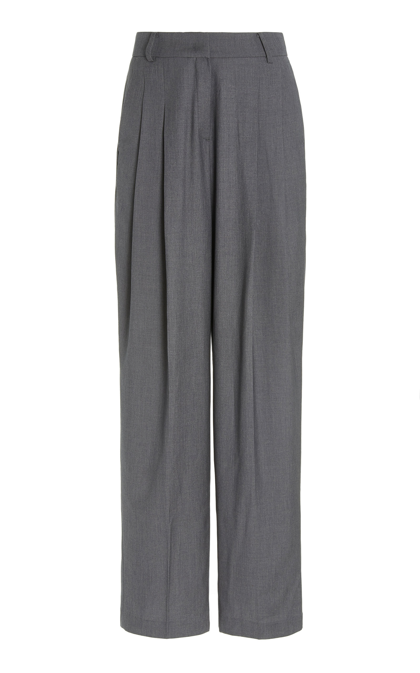 The Frankie Shop - Gelso Pleated Woven Wide-Leg Trousers - Grey - M - Moda Operandi | Moda Operandi (Global)